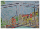 Centre de Dordrecht (Hollande) - aquarelle -  Van der Schriek